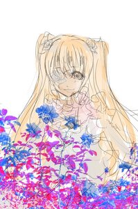 Rating: Safe Score: 0 Tags: 1girl blonde_hair blue_flower dress eyepatch flower image kirakishou long_hair rose smile solo User: admin