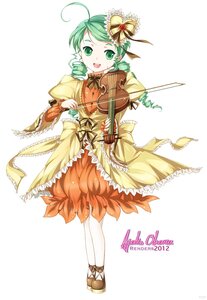 Rating: Safe Score: 0 Tags: 1girl ahoge bow dress frills full_body green_eyes green_hair image instrument kanaria long_sleeves music musical_note open_mouth pantyhose playing_instrument ribbon smile solo standing striped violin white_background white_legwear User: admin