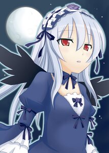Rating: Safe Score: 0 Tags: 1girl black_wings commentary_request dress flower frills full_moon hairband image lolita_hairband long_hair long_sleeves looking_at_viewer moon night puffy_sleeves red_eyes ribbon rose rozen_maiden silver_hair solo suigintou takami_ryou wings User: admin