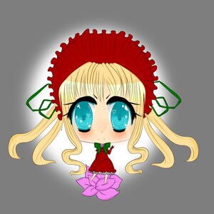 Rating: Safe Score: 0 Tags: 1girl blonde_hair blue_eyes blush bonnet bow chibi dress flower full_body image long_hair long_sleeves looking_at_viewer red_dress shinku solo transparent_background twintails User: admin
