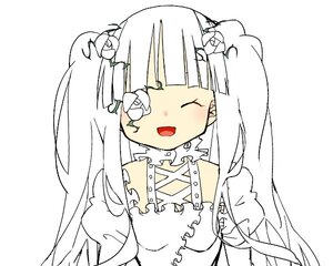 Rating: Safe Score: 0 Tags: 1girl bangs closed_eyes detached_collar dress facing_viewer flower hair_flower image kirakishou long_hair open_mouth simple_background smile solo twintails upper_body white_background white_hair User: admin