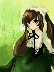 Rating: Safe Score: 0 Tags: 1girl auto_tagged black_ribbon blush brown_hair dress frills green_dress green_eyes heterochromia image long_hair long_sleeves looking_at_viewer red_eyes ribbon simple_background solo suiseiseki very_long_hair User: admin