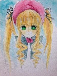 Rating: Safe Score: 0 Tags: 1girl blonde_hair bonnet bow bowtie drill_hair flower green_eyes image long_hair looking_at_viewer marker_(medium) mixed_media photo pink_flower ringlets rose shinku sidelocks simple_background solo traditional_media twin_drills upper_body watercolor_(medium) User: admin