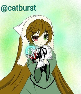Rating: Safe Score: 0 Tags: 1girl black_ribbon blush brown_hair dress frills green_background green_dress green_eyes heterochromia holding image long_hair long_sleeves looking_at_viewer red_eyes ribbon smile solo suiseiseki very_long_hair watering_can User: admin