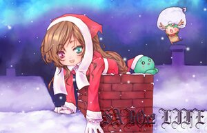 Rating: Safe Score: 0 Tags: 1girl brown_hair christmas gloves hat heterochromia image long_hair looking_at_viewer open_mouth pantyhose red_eyes santa_costume santa_hat smile snow solo suiseiseki User: admin