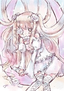 Rating: Safe Score: 0 Tags: 1girl dress flower frills hair_flower hair_ornament image kirakishou long_hair pink_hair solo thighhighs traditional_media two_side_up very_long_hair User: admin