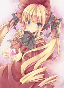 Rating: Safe Score: 0 Tags: 1girl blonde_hair blue_eyes blush bonnet bow dress drill_hair image long_hair long_sleeves looking_at_viewer red_dress ribbon shinku solo tears twin_drills twintails User: admin