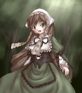 Rating: Safe Score: 0 Tags: 1girl :d brown_hair dress frills green_dress green_eyes head_scarf heterochromia image long_hair long_sleeves looking_at_viewer open_mouth red_eyes smile solo suiseiseki twintails very_long_hair User: admin