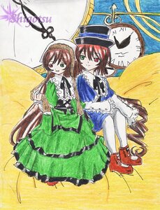 Rating: Safe Score: 0 Tags: 2girls blue_dress brown_hair dress frills full_body green_dress green_eyes hat heterochromia image long_hair long_sleeves looking_at_viewer multiple_girls pair pantyhose red_eyes short_hair siblings sisters smile souseiseki suiseiseki twins very_long_hair User: admin