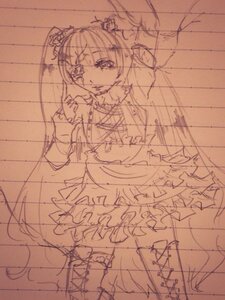 Rating: Safe Score: 0 Tags: 1girl dress hair_ornament image kirakishou long_hair monochrome sketch smile solo User: admin