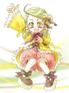 Rating: Safe Score: 0 Tags: 1girl :d ahoge blonde_hair bow dress drill_hair flower frills full_body green_eyes green_hair hair_ornament image kanaria long_sleeves open_mouth ribbon smile solo twin_drills User: admin