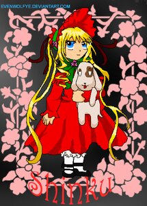 Rating: Safe Score: 0 Tags: 1girl blonde_hair blue_eyes bonnet bow dress flower full_body image long_hair long_sleeves looking_at_viewer red_dress shinku shoes solo standing stuffed_animal twintails User: admin