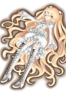 Rating: Safe Score: 0 Tags: 1girl blonde_hair boots cross-laced_footwear dress eyepatch flower frills full_body hair_flower hair_ornament image kirakishou knee_boots lace-up_boots long_hair long_sleeves lying solo thigh_boots thighhighs very_long_hair white_dress white_footwear yellow_eyes User: admin