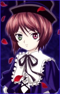 Rating: Safe Score: 0 Tags: 1girl brown_hair cherry_blossoms frills green_eyes hat heterochromia image long_sleeves looking_at_viewer petals red_eyes rose_petals short_hair solo souseiseki upper_body User: admin