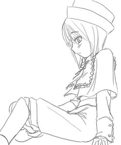 Rating: Safe Score: 0 Tags: 1girl blush capelet frills from_side greyscale hat image long_sleeves monochrome short_hair sitting solo souseiseki User: admin