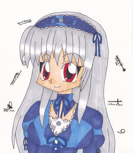 Rating: Safe Score: 0 Tags: 1girl auto_tagged blue_dress bug closed_mouth dress frills hairband image insect juliet_sleeves long_hair long_sleeves looking_at_viewer puffy_sleeves red_eyes ribbon signature simple_background smile solo striped suigintou upper_body white_background User: admin