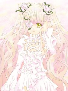 Rating: Safe Score: 0 Tags: 1girl blonde_hair dress eyepatch flower frills hair_flower hair_ornament image kirakishou long_hair pink_flower pink_hair pink_rose rose solo thorns two_side_up very_long_hair vines white_flower white_rose yellow_eyes User: admin