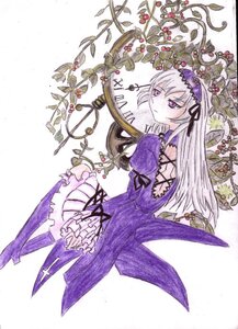 Rating: Safe Score: 0 Tags: 1girl dress flower frills hairband image lolita_hairband long_hair long_sleeves looking_back puffy_sleeves rose silver_hair solo suigintou wings User: admin