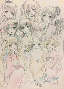 Rating: Safe Score: 0 Tags: 6+girls auto_tagged hair_ornament image japanese_clothes kimono long_hair multiple multiple_girls sketch smile tagme traditional_media twintails User: admin