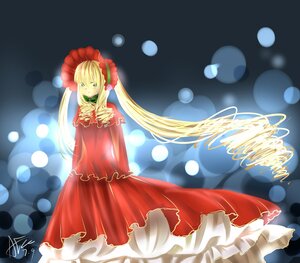 Rating: Safe Score: 0 Tags: 1girl blonde_hair bokeh bonnet bubble dated dress frills image lens_flare long_hair long_sleeves looking_at_viewer red_dress rose shinku signature solo twintails very_long_hair User: admin