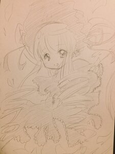 Rating: Safe Score: 0 Tags: 1girl bow dress flower frills image lineart long_hair monochrome open_mouth shinku sketch smile solo traditional_media User: admin