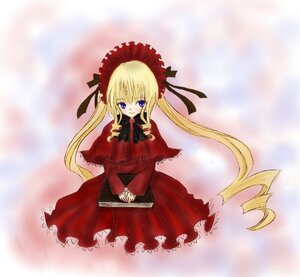 Rating: Safe Score: 0 Tags: 1girl blonde_hair blue_eyes bonnet bow bowtie capelet dress image long_hair long_sleeves looking_at_viewer red_dress shinku solo twin_drills twintails v_arms very_long_hair User: admin
