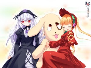 Rating: Safe Score: 0 Tags: 2girls blonde_hair blush dress frills hairband image juliet_sleeves long_hair long_sleeves multiple_girls pair red_dress rose shinku silver_hair suigintou wings User: admin