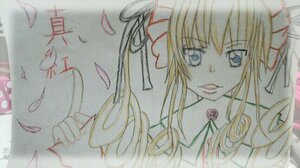 Rating: Safe Score: 0 Tags: 1girl blonde_hair blue_eyes flower image long_hair petals rose shinku solo traditional_media upper_body watercolor_(medium) User: admin