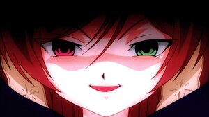 Rating: Safe Score: 0 Tags: 1girl blush close-up face green_eyes hair_between_eyes image looking_at_viewer red_eyes red_hair smile solo suiseiseki tattoo User: admin