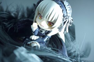 Rating: Safe Score: 0 Tags: 1girl blurry chibi closed_mouth depth_of_field doll dress frills hairband long_hair long_sleeves looking_at_viewer ribbon silver_hair solo suigintou very_long_hair User: admin