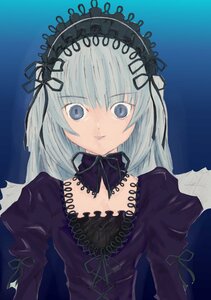 Rating: Safe Score: 0 Tags: 1girl black_dress black_ribbon blue_background cross-laced_clothes detached_collar dress gothic_lolita hairband image juliet_sleeves lolita_fashion lolita_hairband long_hair long_sleeves looking_at_viewer puffy_sleeves ribbon silver_hair simple_background solo suigintou upper_body wings User: admin