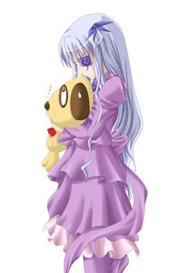 Rating: Safe Score: 0 Tags: 1girl barasuishou dress image long_hair long_sleeves purple_dress purple_skirt solo standing striped stuffed_animal vertical_stripes very_long_hair User: admin