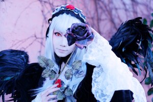 Rating: Safe Score: 0 Tags: 1girl black_dress blurry blurry_background blurry_foreground bug butterfly closed_mouth depth_of_field dress flower hairband insect lace long_hair photo red_eyes solo suigintou upper_body white_hair User: admin