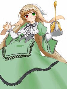 Rating: Safe Score: 0 Tags: 1girl brown_hair commentary_request dress frills ginjyasei green_dress green_eyes heterochromia image long_hair long_sleeves looking_at_viewer red_eyes ribbon rozen_maiden smile solo suiseiseki very_long_hair watering_can User: admin