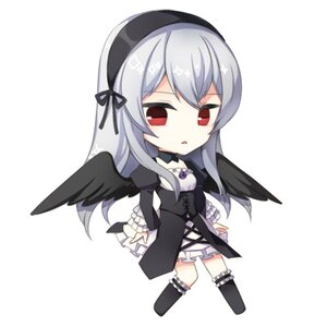 Rating: Safe Score: 0 Tags: 1girl black_wings chibi dress feathered_wings frills full_body hairband image long_hair long_sleeves red_eyes ribbon silver_hair simple_background solo suigintou white_background wings User: admin