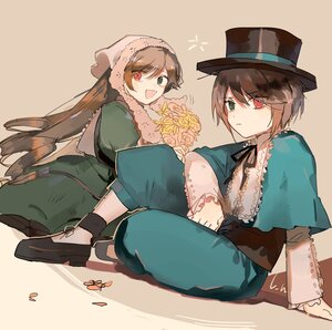 Rating: Safe Score: 0 Tags: 2girls brown_hair dress flower green_dress green_eyes hat heterochromia image long_hair long_sleeves multiple_girls open_mouth pair pants red_eyes short_hair siblings sisters smile souseiseki suiseiseki top_hat twins User: admin