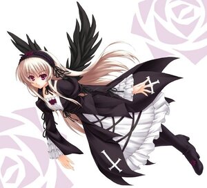 Rating: Safe Score: 0 Tags: 1girl blonde_hair boots detached_collar dress frills full_body hairband image long_hair long_sleeves looking_at_viewer puffy_sleeves solo striped suigintou wings User: admin