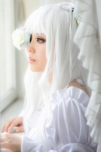 Rating: Safe Score: 0 Tags: 1girl bangs blurry blurry_background blurry_foreground depth_of_field dress from_side indoors kirakishou lips long_hair nose parted_lips profile solo upper_body veil white_hair white_theme User: admin