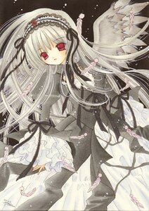 Rating: Safe Score: 0 Tags: 1girl black_ribbon black_wings dress feathered_wings feathers flower frills hairband image lolita_fashion lolita_hairband long_hair long_sleeves red_eyes ribbon silver_hair solo suigintou traditional_media very_long_hair wings User: admin