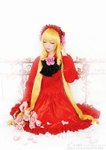 Rating: Safe Score: 0 Tags: 1girl blonde_hair closed_eyes dress flower long_hair petals pink_flower pink_rose red_dress red_flower red_rose rose shinku solo User: admin