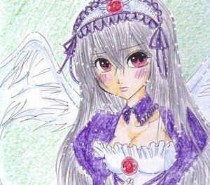 Rating: Safe Score: 0 Tags: 1girl blush dress feathers flower frills image long_hair looking_at_viewer purple_dress ribbon silver_hair solo suigintou wings User: admin