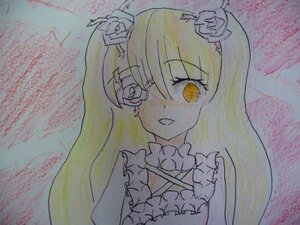 Rating: Safe Score: 0 Tags: 1girl blonde_hair dress flower frills hair_flower hair_ornament image kirakishou long_hair open_mouth smile solo traditional_media yellow_eyes User: admin