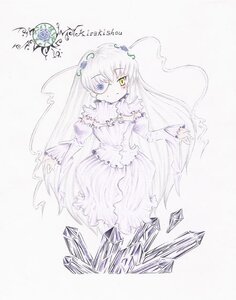 Rating: Safe Score: 0 Tags: 1girl barasuishou dress frills image long_hair long_sleeves looking_at_viewer personification puffy_sleeves solo striped veil white_hair yellow_eyes User: admin