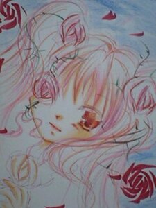 Rating: Safe Score: 0 Tags: 1girl closed_mouth flower image kirakishou long_hair looking_at_viewer petals pink_hair red_eyes rose solo traditional_media User: admin