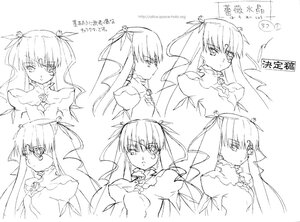 Rating: Safe Score: 0 Tags: 1girl barasuishou character_sheet face greyscale hair_ornament hair_ribbon image jewelry lineart long_hair looking_at_viewer monochrome multiple_views ribbon simple_background sketch solo two_side_up very_long_hair white_background User: admin