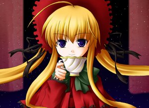 Rating: Safe Score: 0 Tags: 1girl ahoge blonde_hair blue_eyes bonnet bow cup dress hat image light_particles long_hair long_sleeves looking_at_viewer night night_sky red_dress shinku sidelocks sky smile solo star_(sky) starry_sky twintails upper_body User: admin