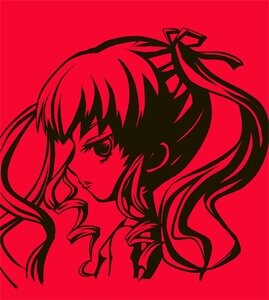 Rating: Safe Score: 0 Tags: 1girl auto_tagged drill_hair from_side hair_ribbon image long_hair looking_at_viewer monochrome profile red_background red_theme ribbon shinku simple_background solo User: admin