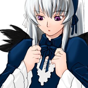 Rating: Safe Score: 0 Tags: 1girl black_wings dress feathered_wings hair_ribbon hairband image long_hair long_sleeves looking_at_viewer purple_eyes ribbon silver_hair simple_background solo suigintou upper_body white_background wings User: admin