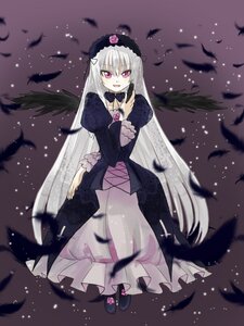 Rating: Safe Score: 0 Tags: 1girl bird black_feathers black_wings dress feathered_wings feathers flower frills hairband image long_hair long_sleeves looking_at_viewer open_mouth pink_eyes silver_hair smile solo suigintou very_long_hair wings User: admin