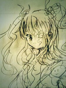 Rating: Safe Score: 0 Tags: 1girl frown hair_ornament image kirakishou long_hair looking_at_viewer monochrome sketch solo tears traditional_media upper_body User: admin